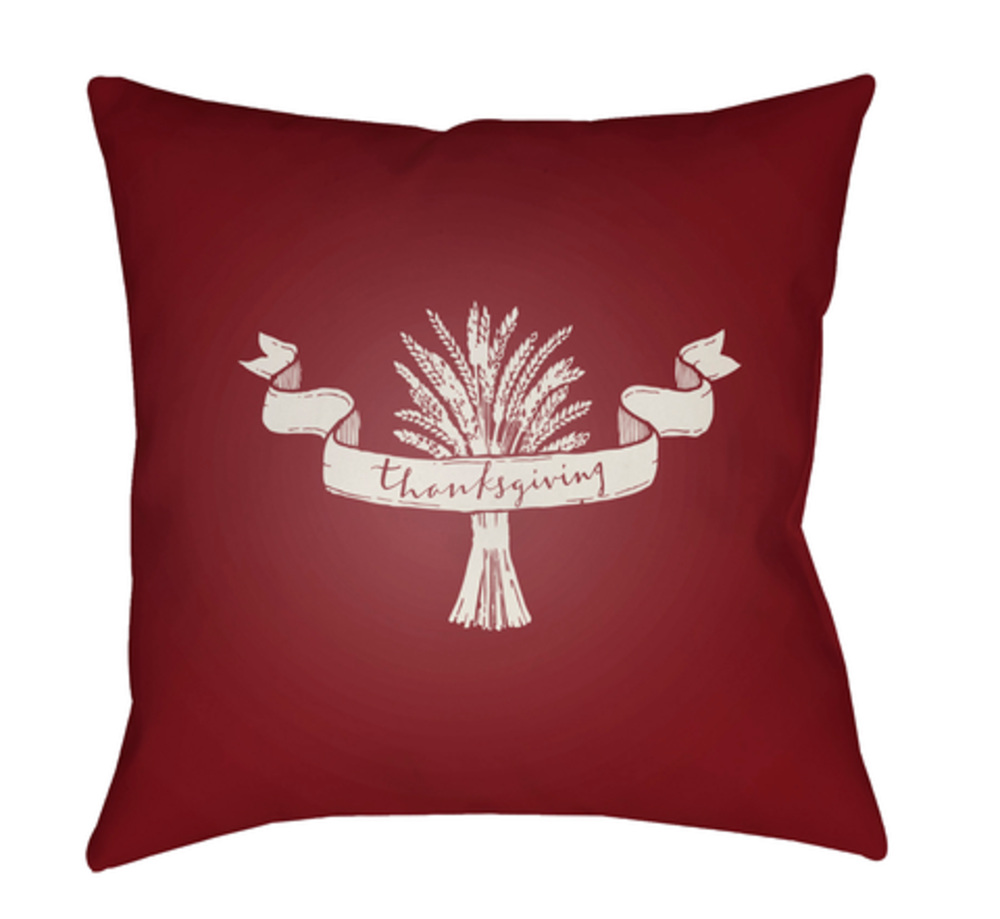 WHEAT001-1818 Wheat Medium Throw Pillow, 18 x 18 x 4 in. - Red & White