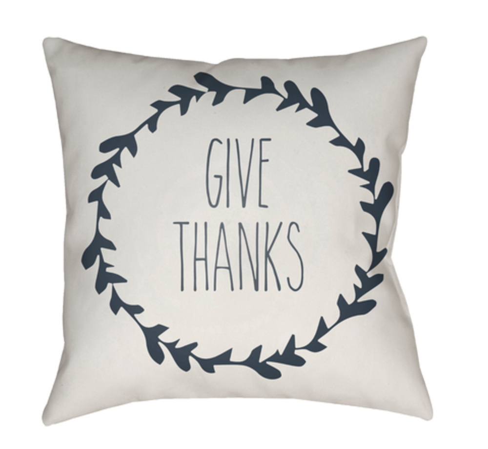 WRE002-1818 Wreath Medium Throw Pillow, 18 x 18 x 4 in. - White & Gray