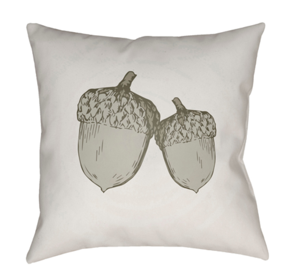 ACN001-2020 Acorn Medium Throw Pillow, 20 x 20 x 4 in. - White & Gray