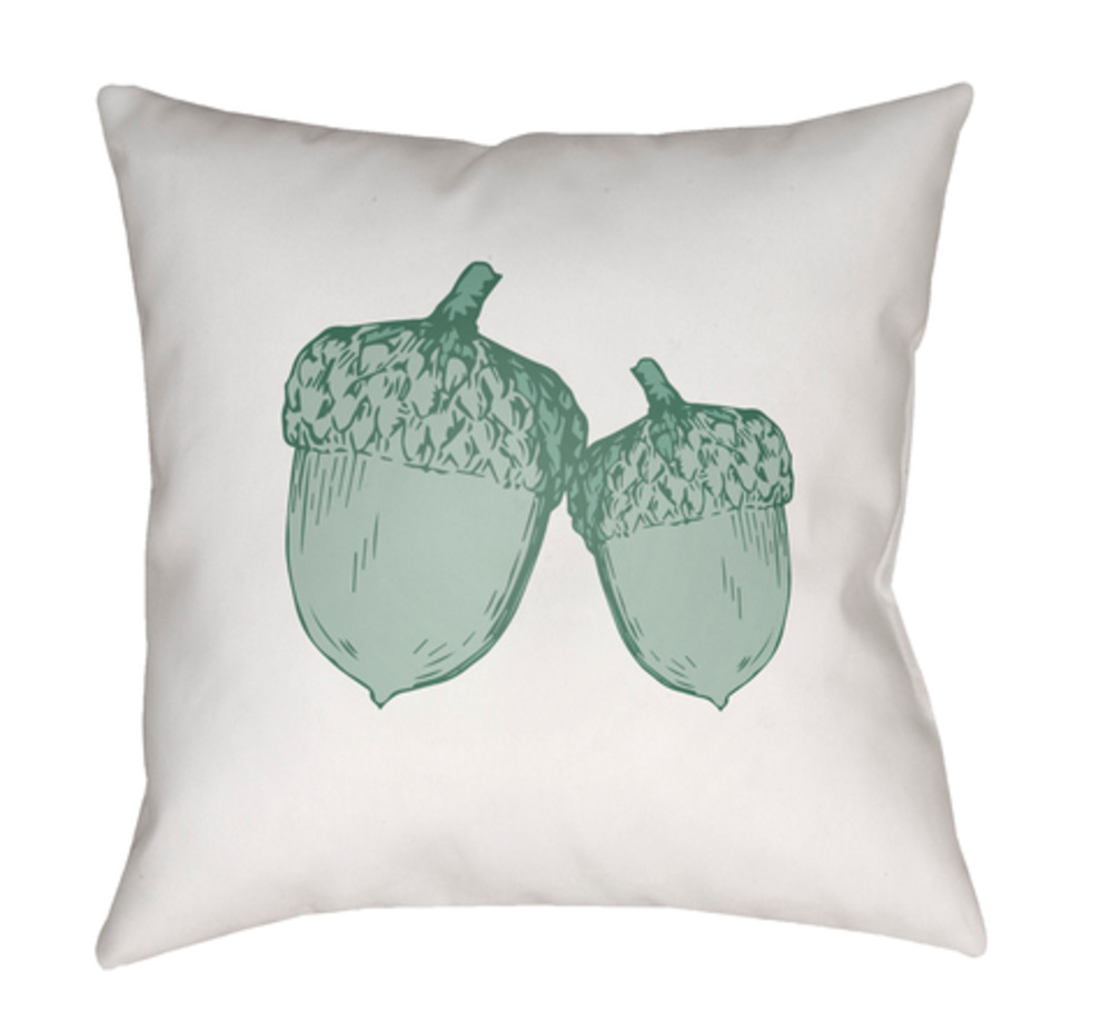 ACN003-2020 Acorn Medium Throw Pillow, 20 x 20 x 4 in. - White & Green