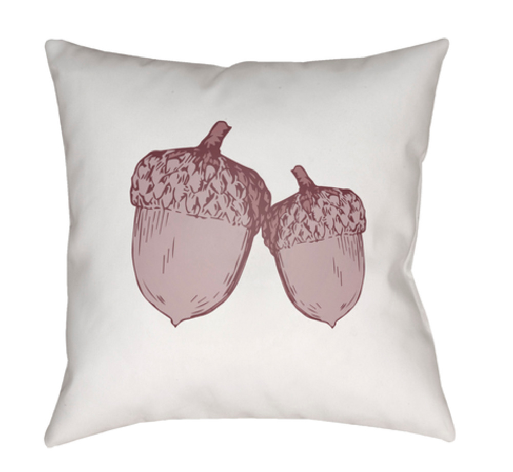 ACN005-2020 Acorn Medium Throw Pillow, 20 x 20 x 4 in. - White & Purple