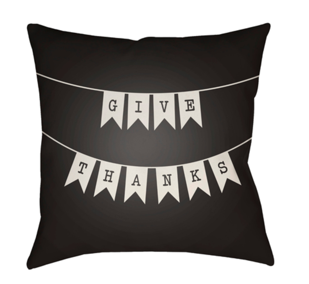 BNR004-2020 Banner Medium Throw Pillow, 20 x 20 x 4 in. - Black & White