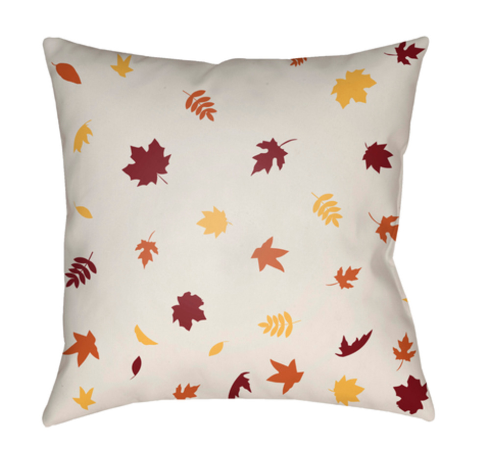 FROND001-2020 Falling Leaves Medium Throw Pillow, 20 x 20 x 4 in. - White, Red & Yellow