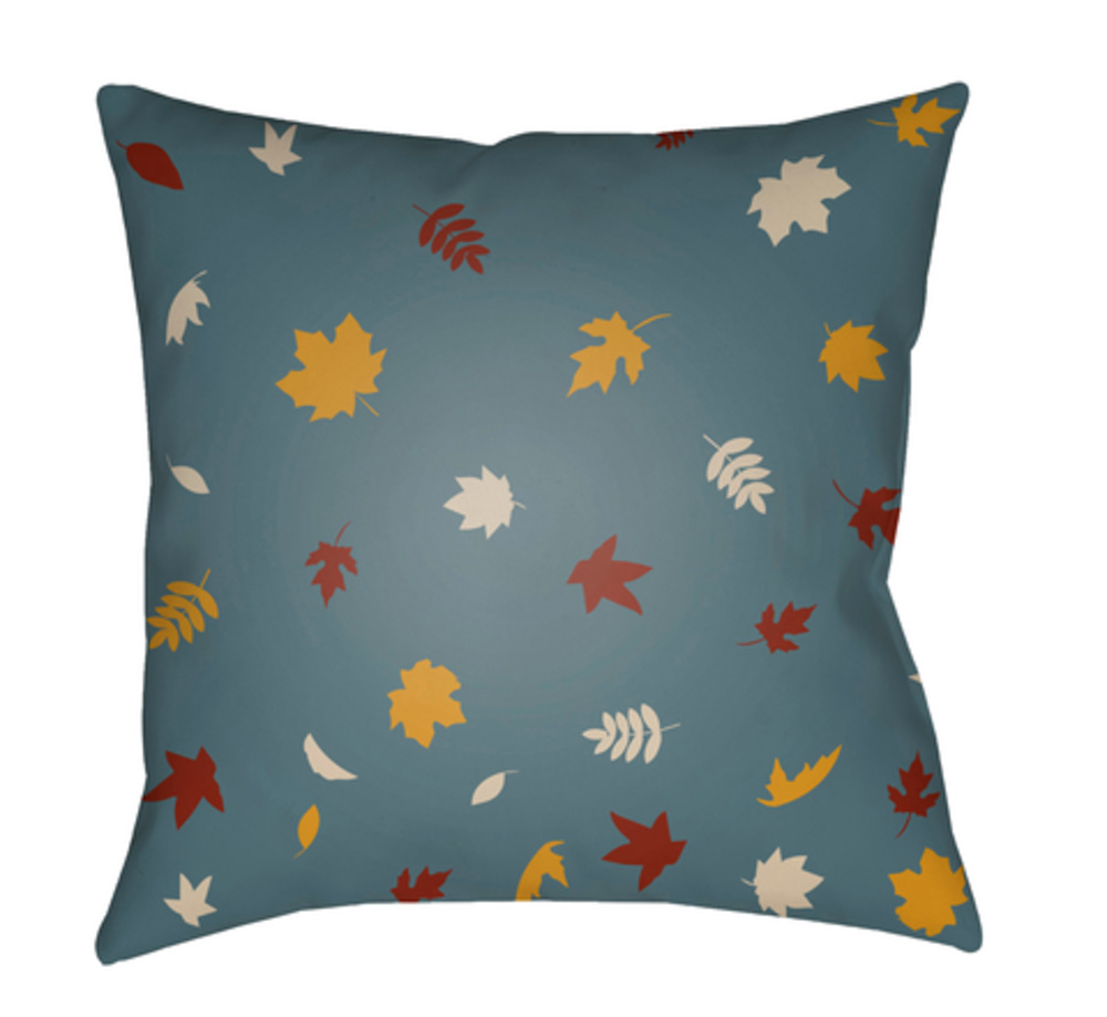 FROND003-2020 Falling Leaves Medium Throw Pillow, 20 x 20 x 4 in. - Blue, Yellow & White