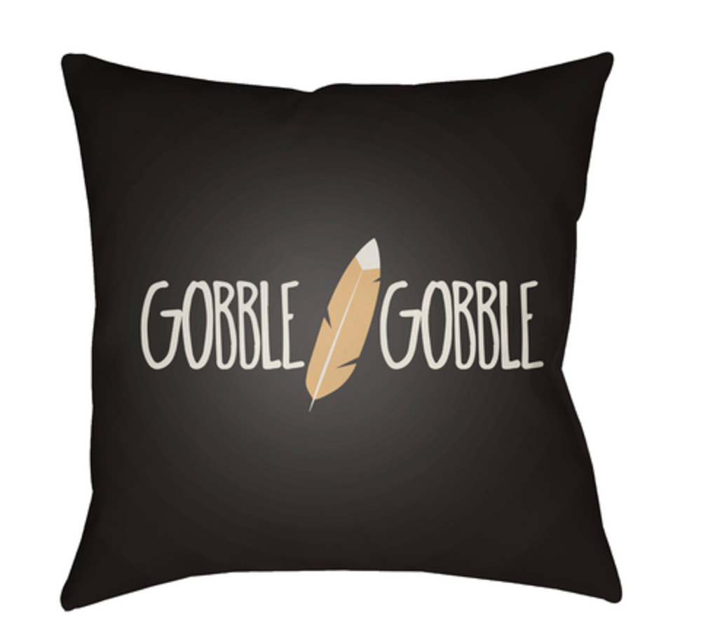 FTH004-2020 Feather Medium Throw Pillow, 20 x 20 x 4 in. - Black, White & Beige