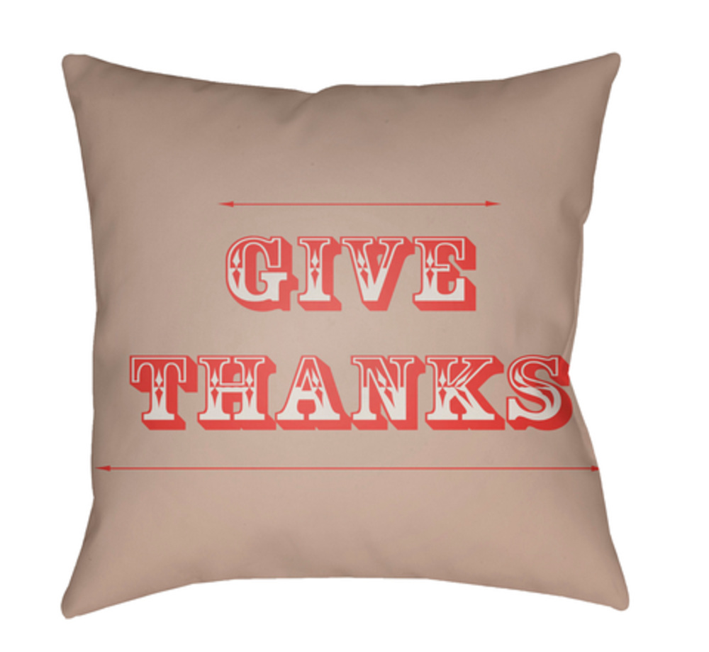 GIV005-2020 Thanks Medium Throw Pillow, 20 x 20 x 4 in. - Beige & Orange