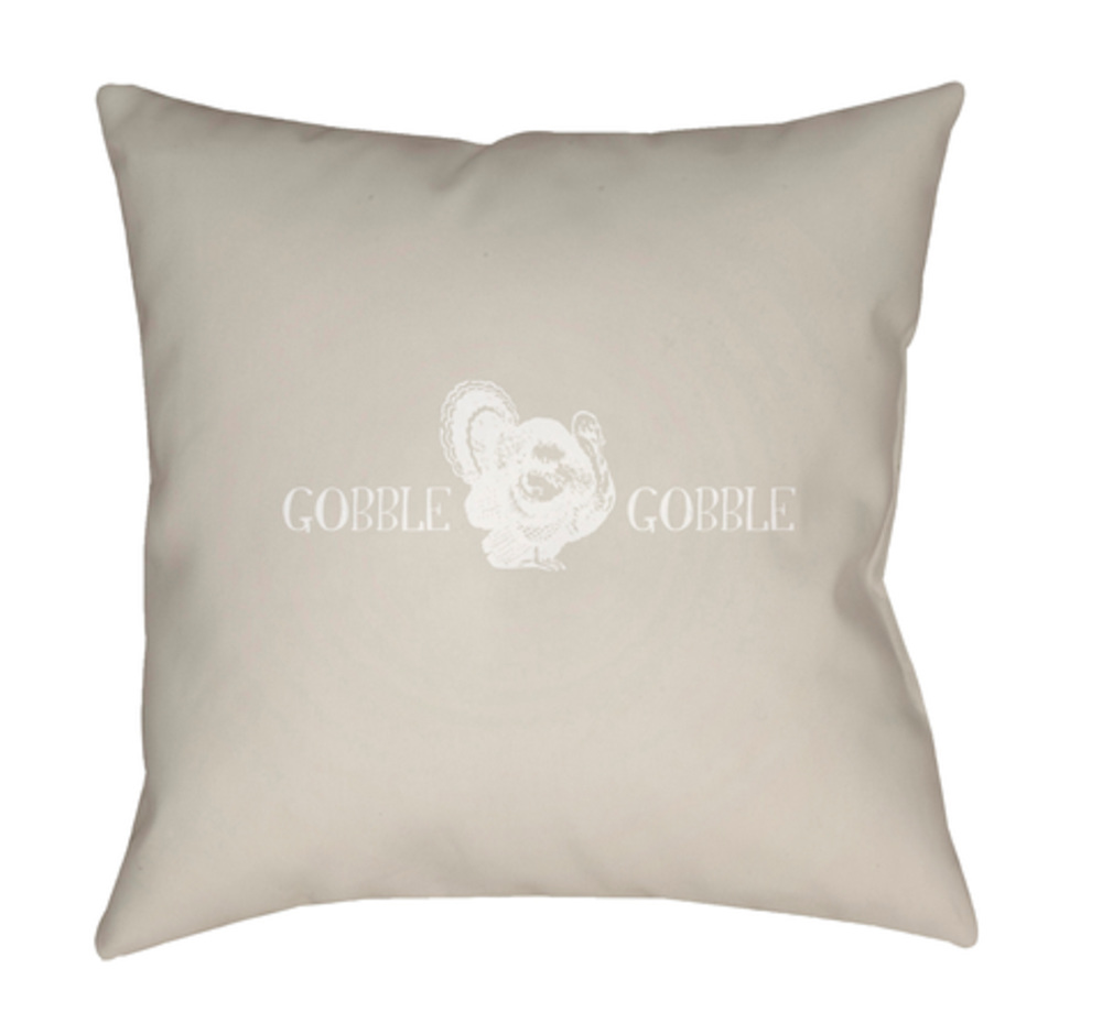 GOBB002-2020 Gobble Gobble Medium Throw Pillow, 20 x 20 x 4 in. - Beige & White