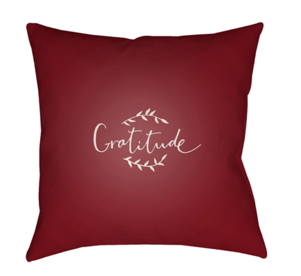 GTD002-2020 Gratitude Medium Throw Pillow, 20 x 20 x 4 in. - Red & White