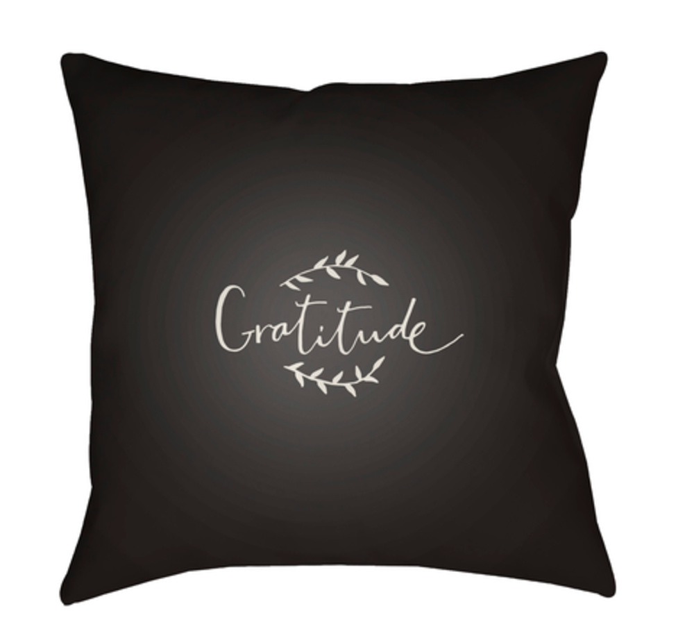 GTD003-2020 Gratitude Medium Throw Pillow, 20 x 20 x 4 in. - Black & White