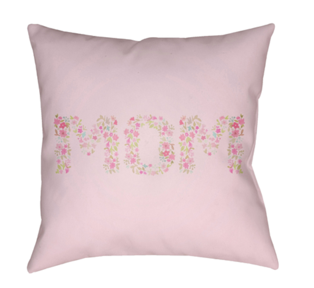 WMOM010-1818 Mom Medium Throw Pillow, 18 x 18 x 4 in. - Pink, Green & Blue
