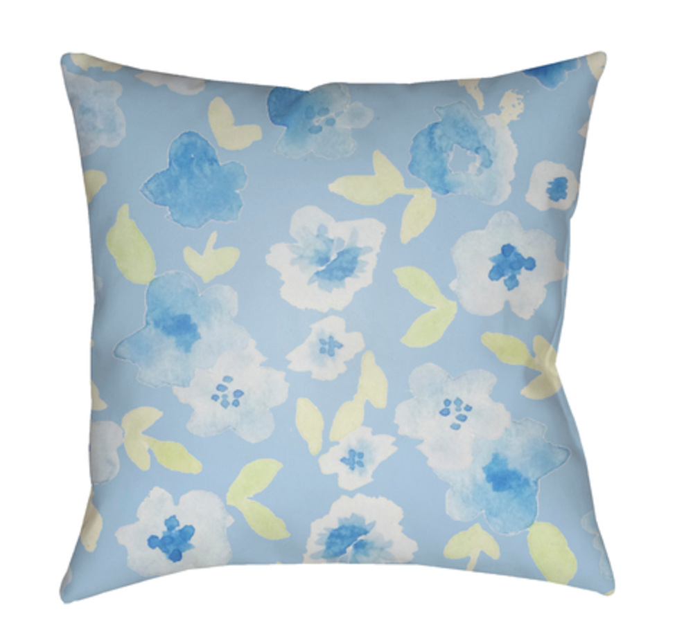 WMOM002-2020 Flowers Medium Throw Pillow, 20 x 20 x 4 in. - Blue & Green
