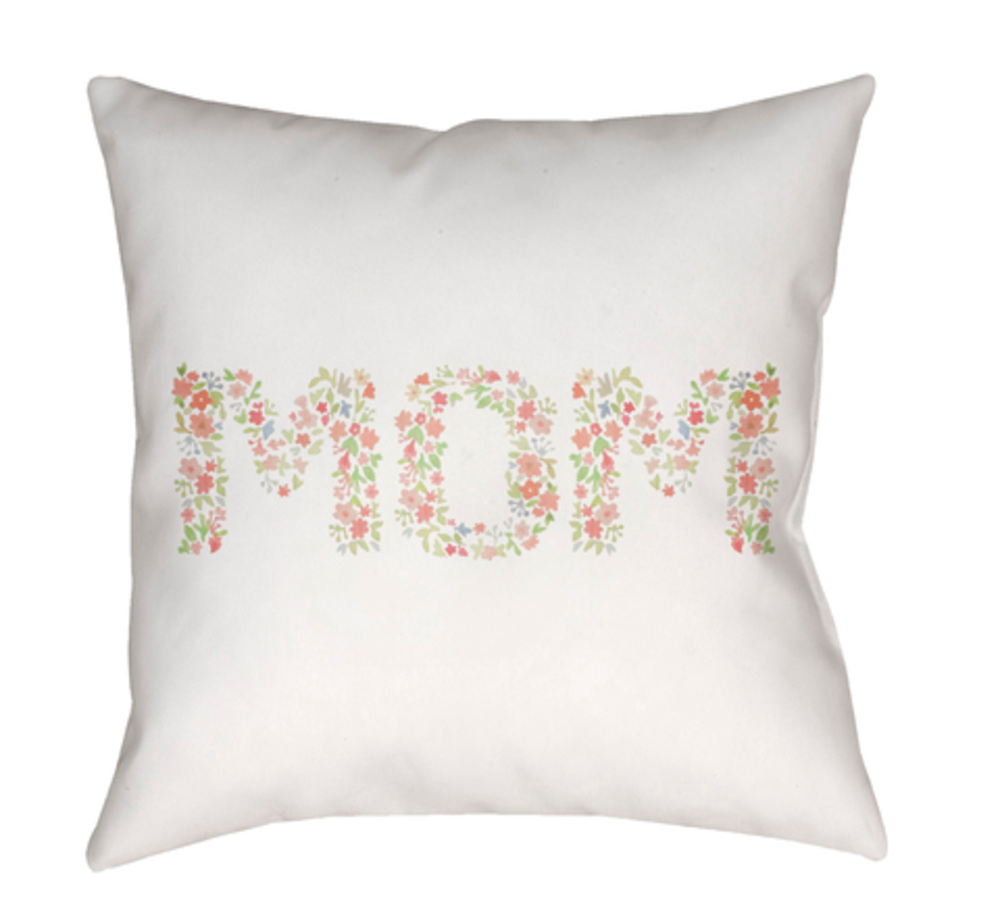 WMOM007-2020 Mom Medium Throw Pillow, 20 x 20 x 4 in. - Neutral, Red & Green