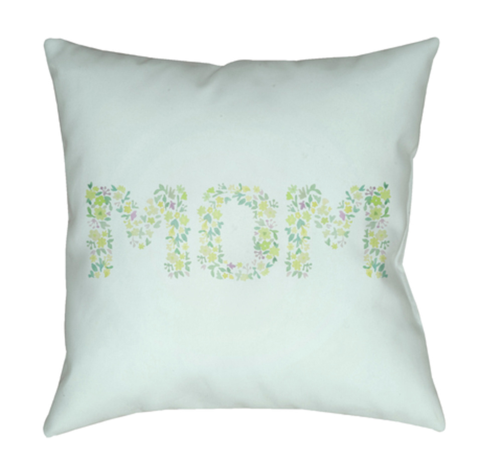 WMOM008-2020 Mom Medium Throw Pillow, 20 x 20 x 4 in. - Green, Yellow & Purple