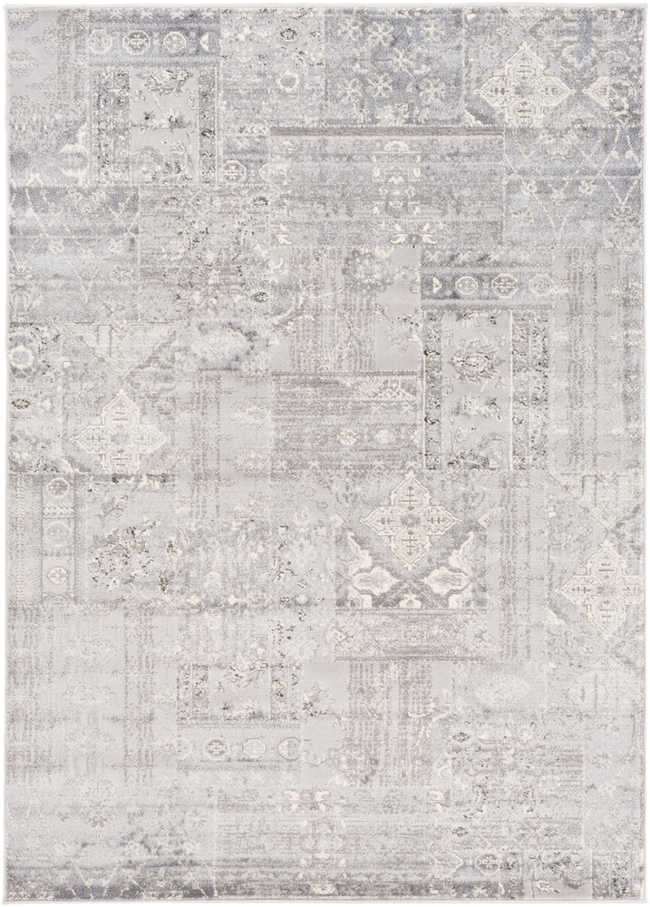 ADO1001-1616 18 in. Amadeo Updated Traditional Sample Area Rug - Silver Gray, Medium Gray & White