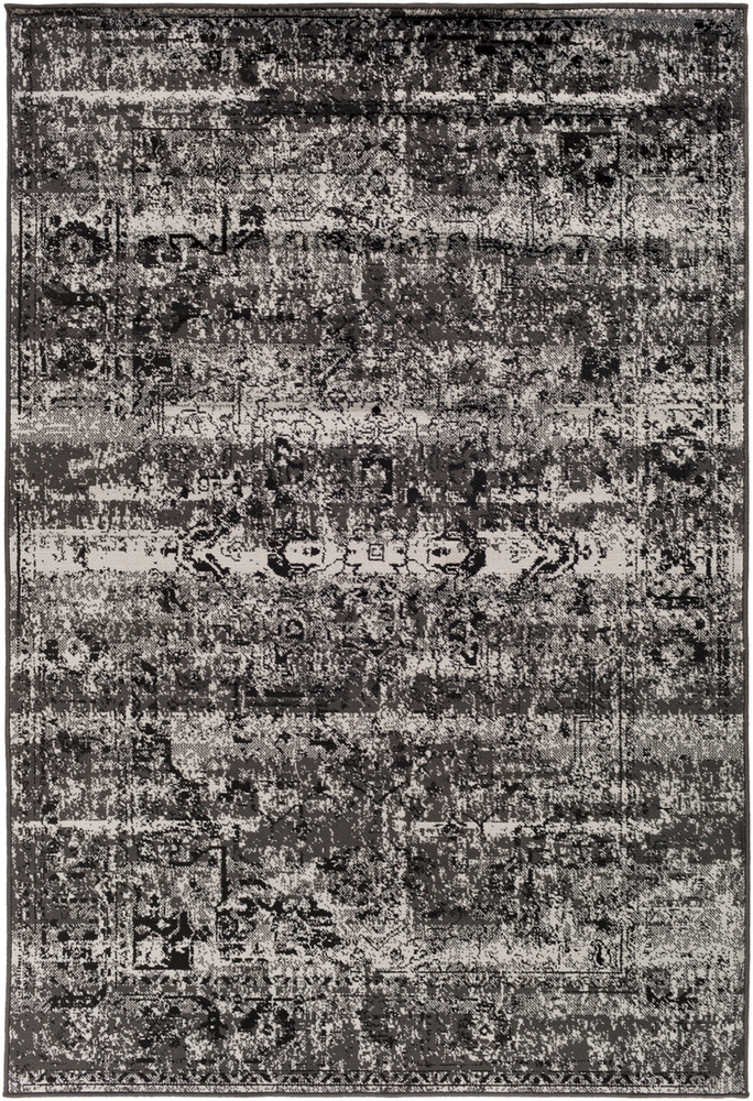 PAR1060-1616 18 in. Paramount Updated Traditional Sample Area Rug - Charcoal, Light Gray & Black