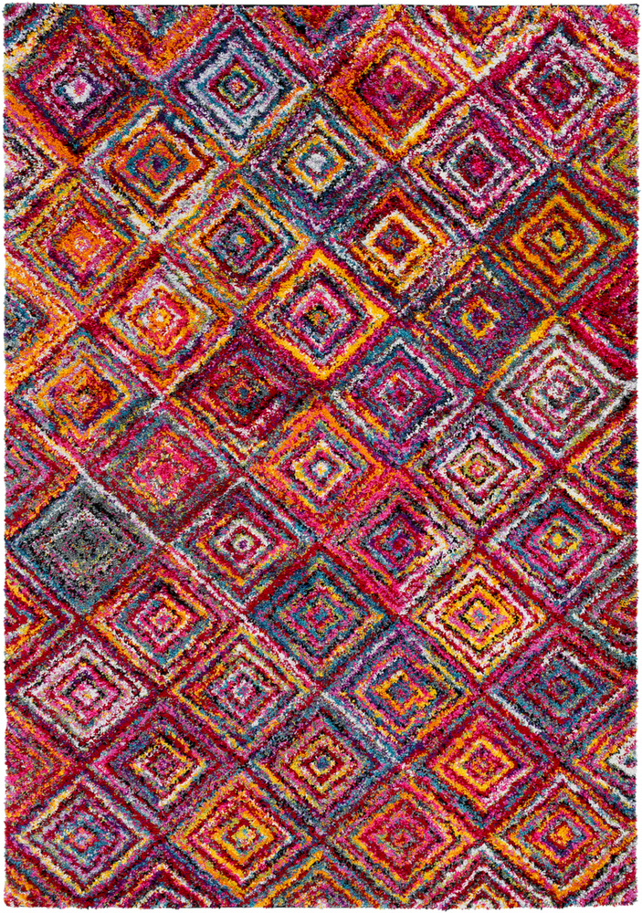 Rainbow Shag Area Rug Sample - Multicolor - 18 in. - Plush Pile