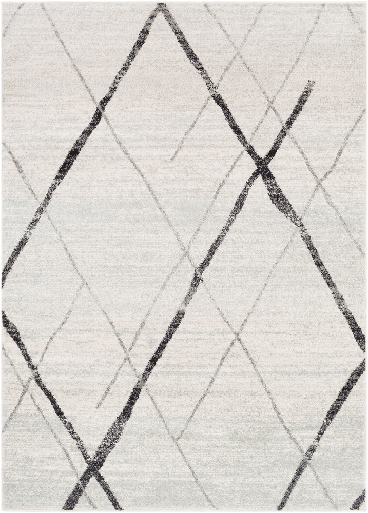 ELZ2323-1616 18 in. Elaziz Modern Sample Area Rug - Medium Gray, White & Black