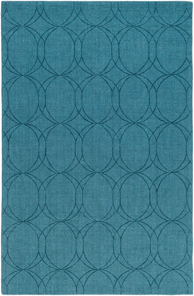 ASL1003-1616 18 in. Ashlee Solid & Border Sample Area Rug - Teal