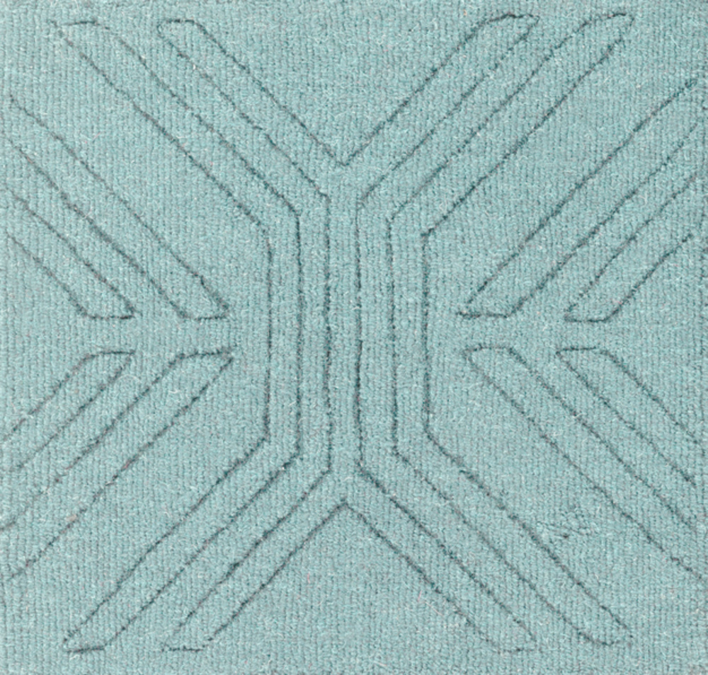 ASL1010-1616 18 in. Ashlee Solid & Border Sample Area Rug - Aqua