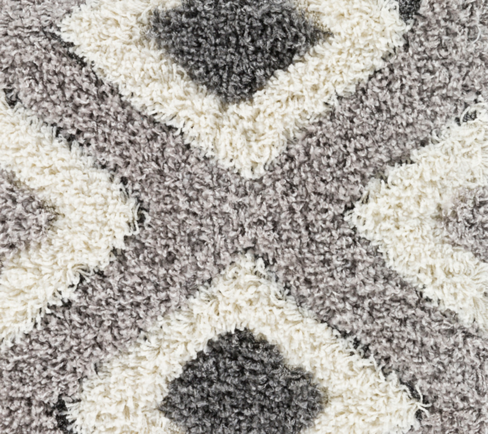 CLG2307-1616 18 in. Cut & Loop Shag Bohemian & Global Sample Area Rug - Medium Gray, Cream & Charcoal