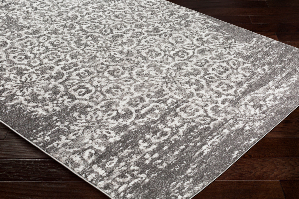 MNC2305-1616 18 in. Monte Carlo Transitional Sample Area Rug - Charcoal, Light Gray & White