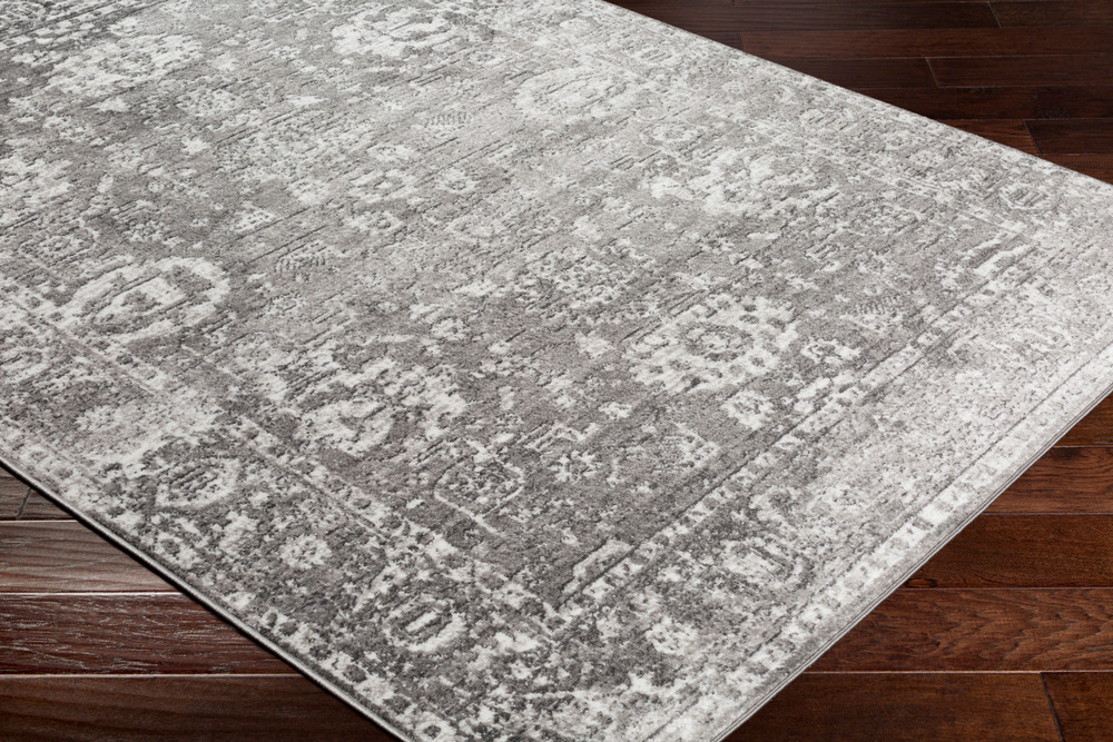 MNC2311-1616 18 in. Monte Carlo Transitional Sample Area Rug - Light Gray, Charcoal & White