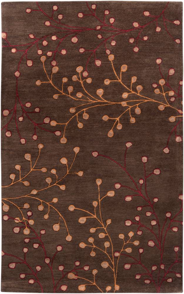 ATH5052-1616 18 in. Athena Transitional Sample Area Rug - Dark Brown, Dark Red & Camel