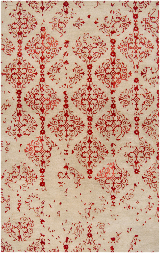 BAN3316-1616 18 in. Banshee Transitional Sample Area Rug - Bright Red, Beige