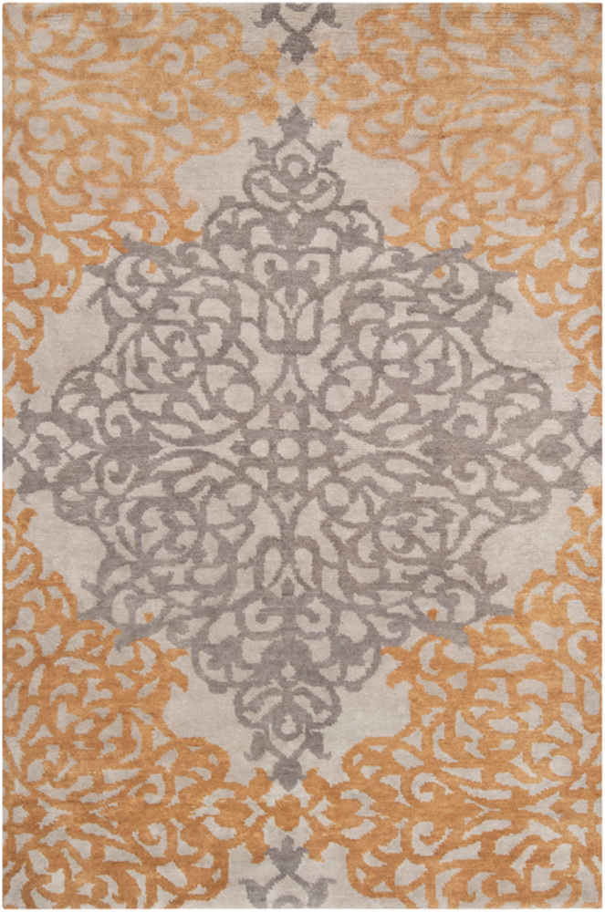 CAS9914-1616 18 in. Caspian Transitional Sample Area Rug - Charcoal, Taupe & Camel