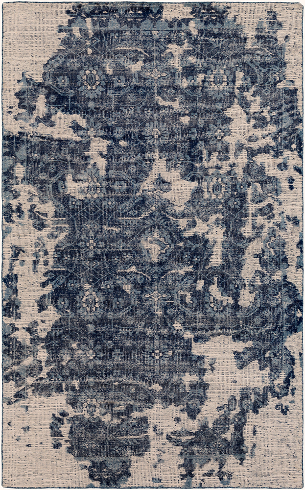 HOO1000-1616 18 in. Hoboken Updated Traditional Sample Area Rug - Medium Gray, Navy & Cream