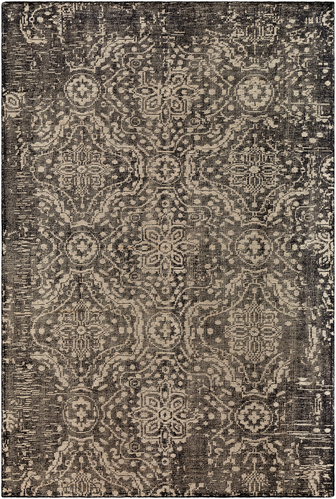 HOO1012-1616 18 in. Hoboken Transitional Sample Area Rug - Black, Ivory