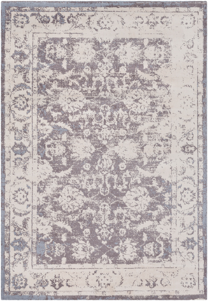 IN8256-1616 18 in. Mugal Solid & Border Sample Area Rug - Medium Gray, Light Gray