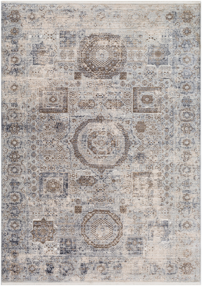 QTZ5006-1616 18 in. Quartz Modern Sample Area Rug - Light Gray, Navy