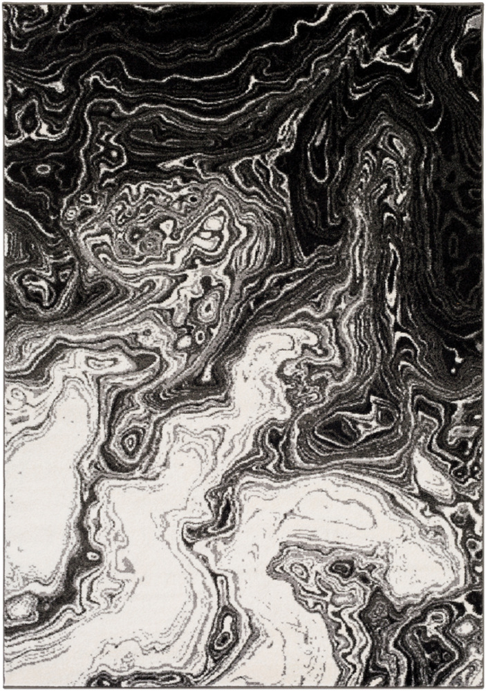 PEI1014-1616 18 in. Pepin Modern Sample Area Rug - Black, Medium Gray & Cream