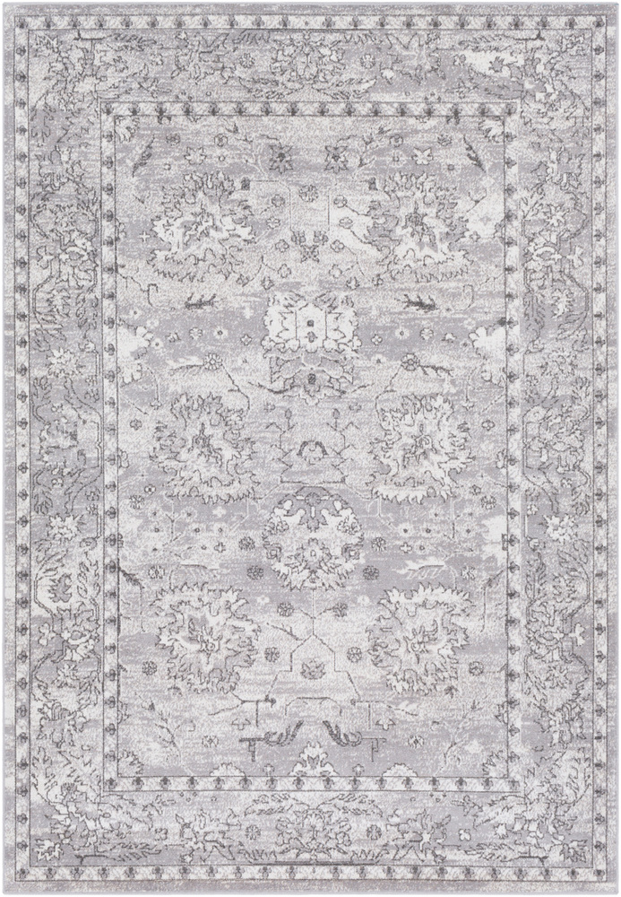 ETS2301-1616 18 in. Rafetus Updated Traditional Sample Area Rug - Medium Gray, Charcoal & White