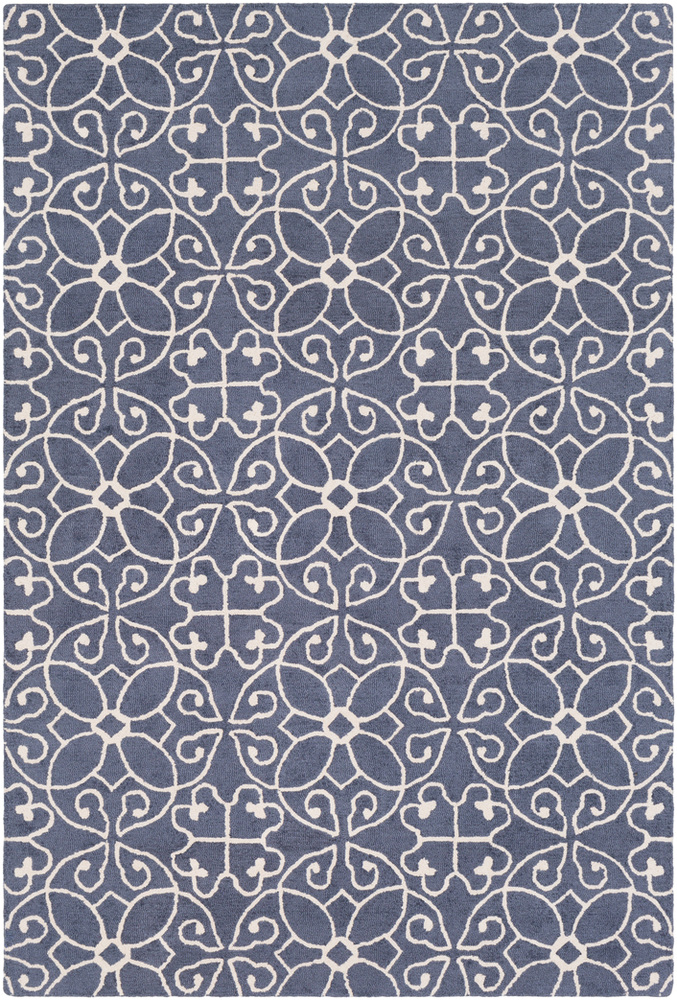 SCT1009-1616 18 in. Scott Transitional Sample Area Rug - Dark Blue, Cream