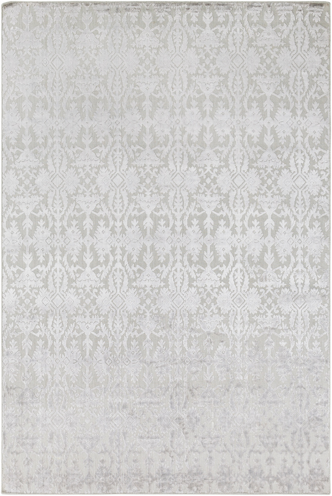 TDL1045-1616 18 in. Tidal Solid & Border Sample Area Rug - Light Gray