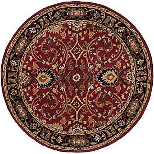 CAE1031-4RD Caesar Rug- 100% Wool- Hand Tufted- Red/Black/Olive/Gold/Rust/Tan- 4' ROUND