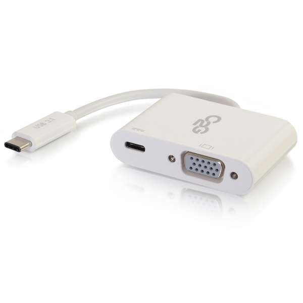 Picture of Cables2Go 29534 USB-C to VGA Video Adapter Converter with Power Delivery - White