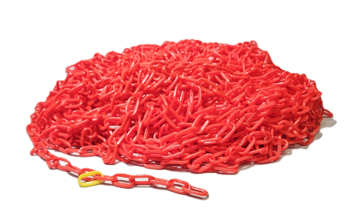 10940 Red Plastic Chain, Crowd Barrier Chain For Crowd Control, 250' Ft. per bag, 1' (4MM) Chain