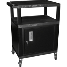 H Wilson WT34C2E Utility AV Cart 34 in. High with Black Cabinet