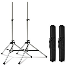 Picture of Ultimate Support Systems ULT-TS80T-2 3.5 - 6 ft. & 7 in. Silver Speaker Stands with Black Bags