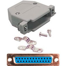 DB25F-PH 25-Pin HD Female D-Sub Connector with Plastic Hood