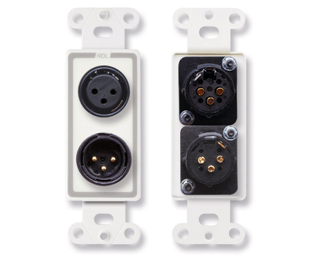 D-XLR2 3-pin Female & 3-pin Male on Decora Wall Plate - er Type