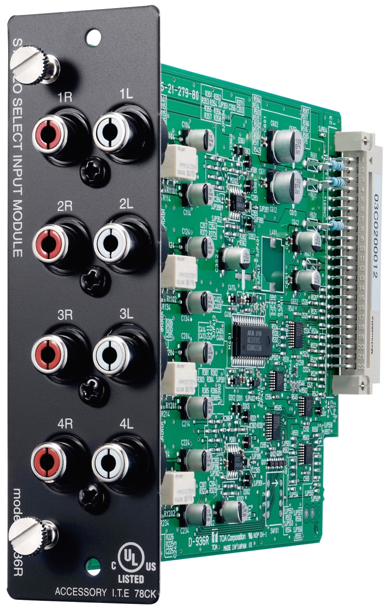 TOA Electronics D-936R Input Module Four Stereo Inputs with Stereo RCA Connectors
