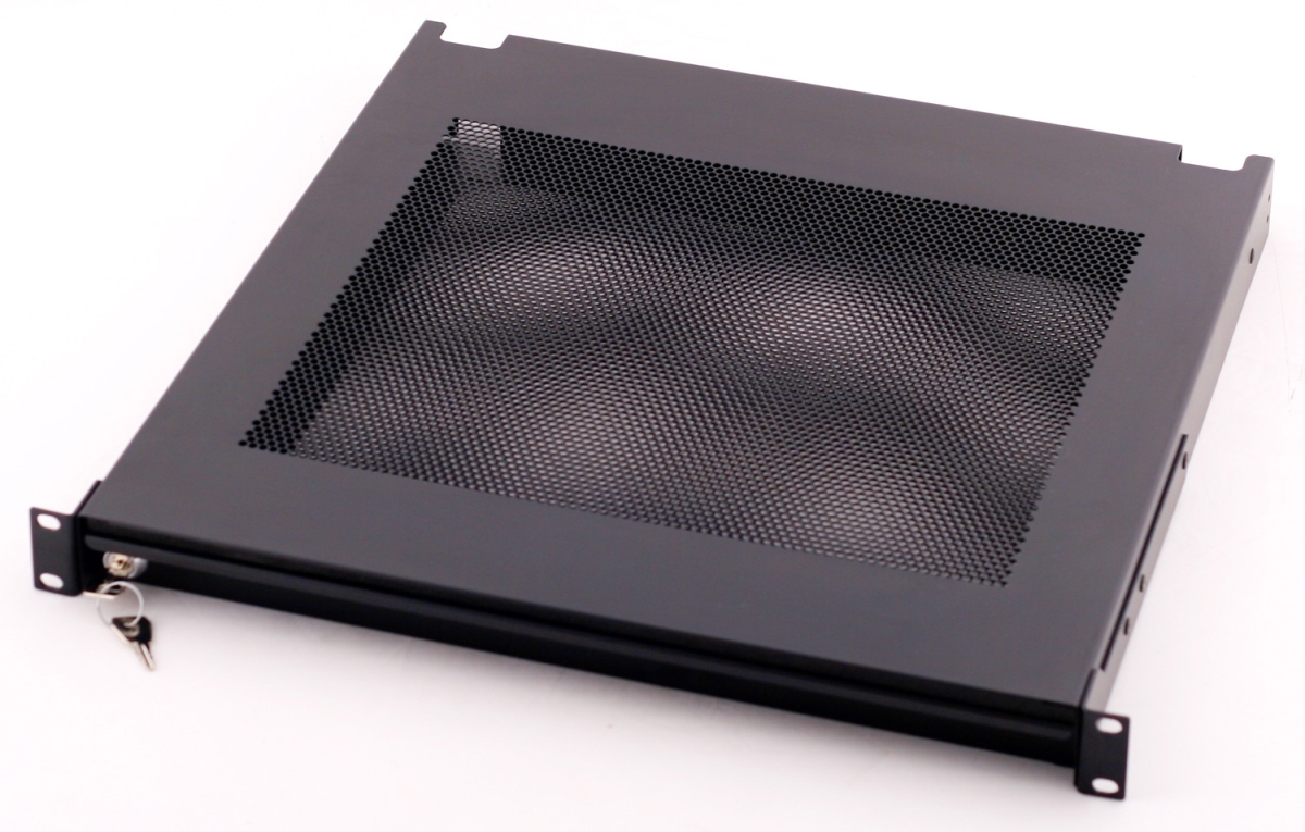 Locking Laptop Drawer - Black - 19 in. - Secure Cooling Design
