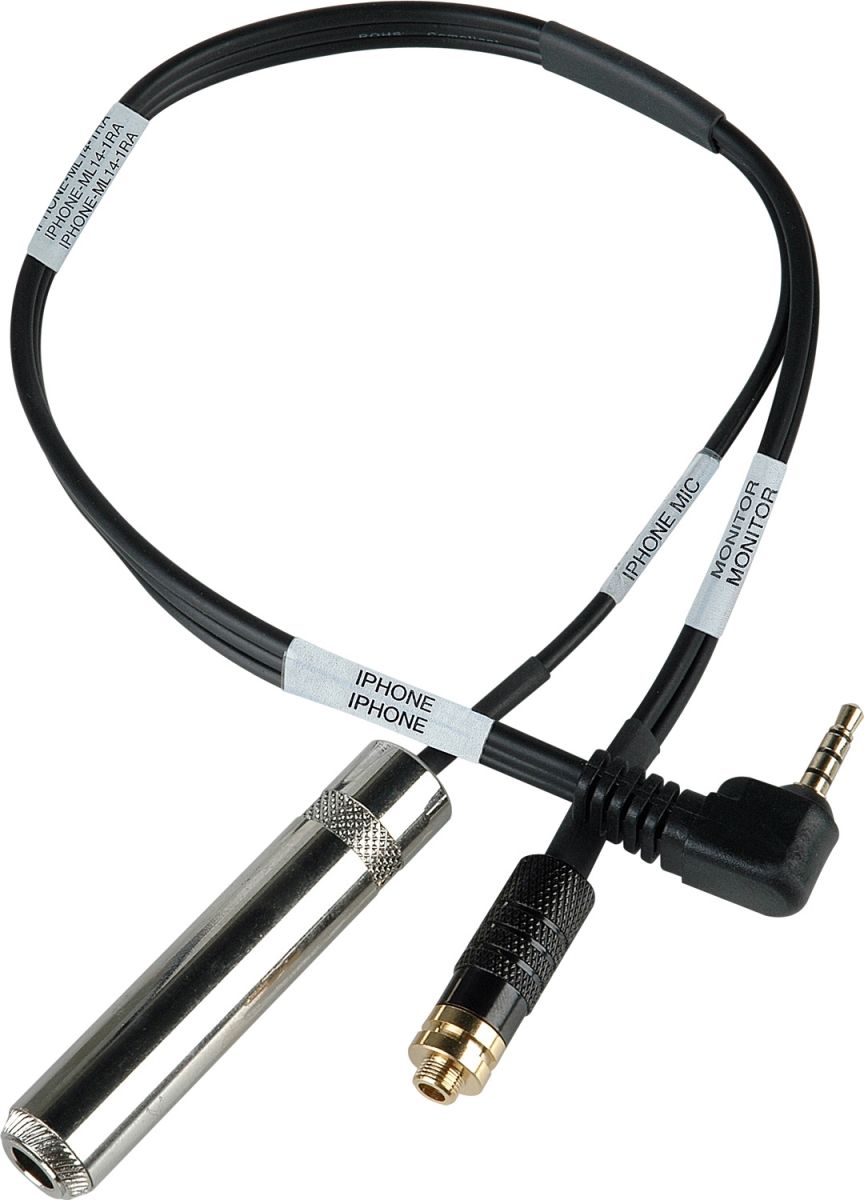 IPHONE-ML14-1RA iPhone, iPod & iPad RA TRRS to 0.25 in. Guitar Level with Headphone Jack