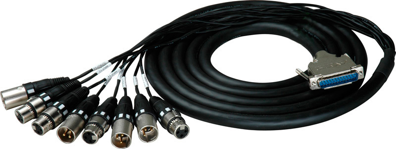 Sescom 25MA-XMB-M15 15 ft. Built Mogami Analog 25 Pin DSub to 8 XLR Male Receptacle Fan Box