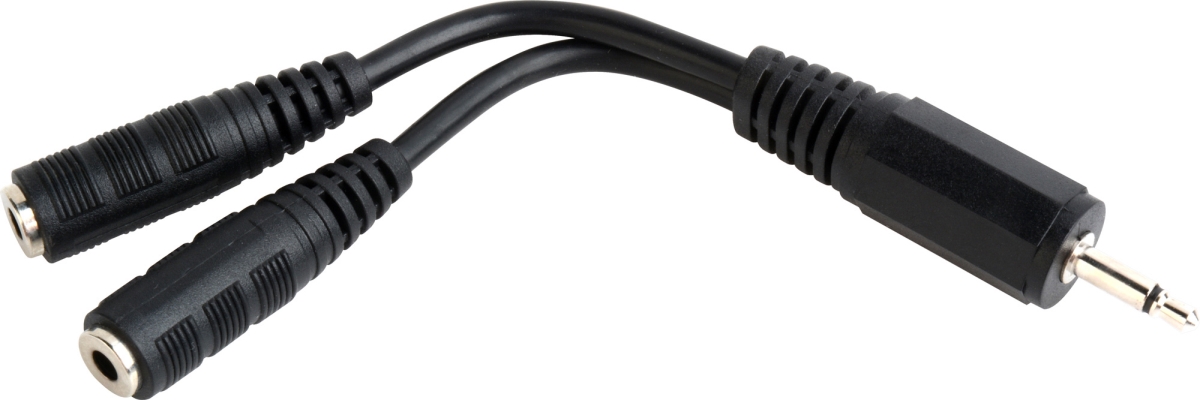 Y-M-2MF 3.5 mm Mono Mini to 2 Mono Mini Female Y-Cable - 6 in.