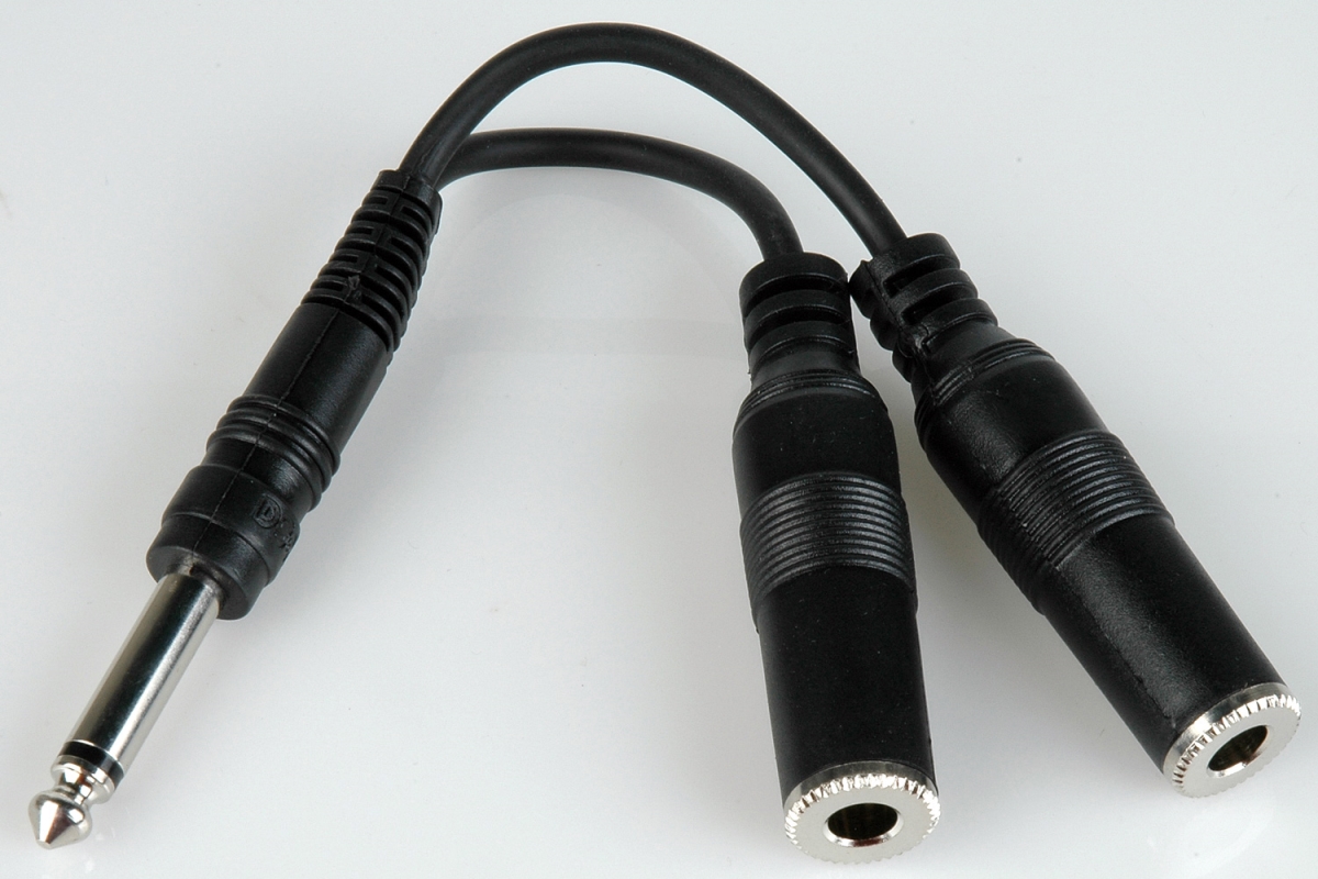 Y-SP-2SPF 0.25 in. Mono Plug to Dual Mono Jacks Y-Cable - 6 in.